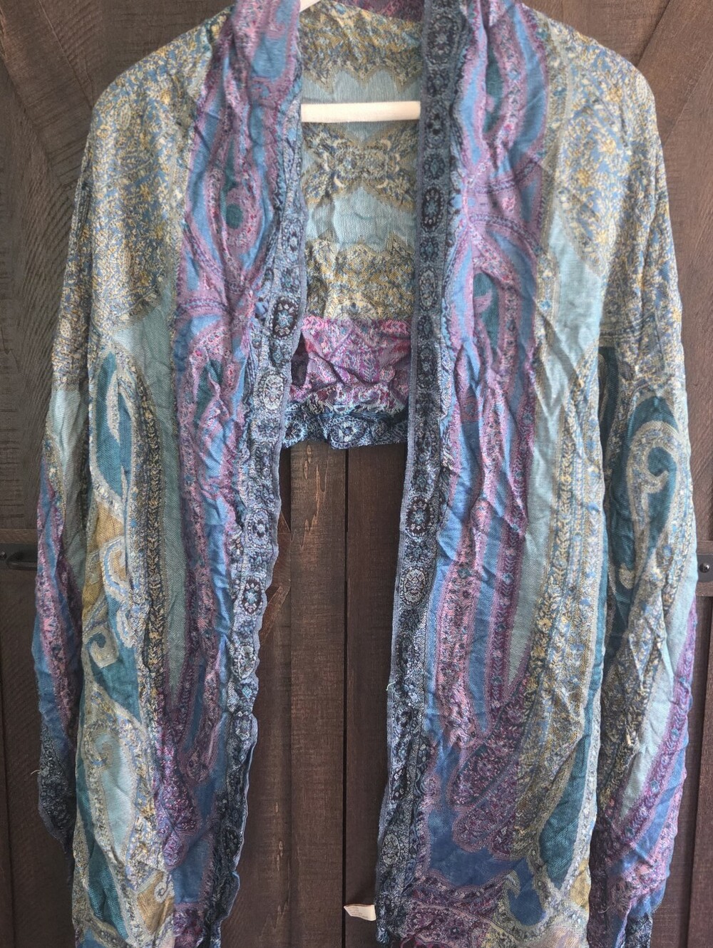 Light Blue & Purple Paisley Women's Kimono Cardigan